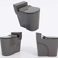 Modern Gray Toilet Design Showcased From Different Angles With Sleek Surface