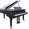 Black Grand Piano Musical Instrument With Classic Design Polished Surface And Wooden Legs