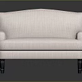 Elegant Light Pink Upholstered Sofa With Armrests And Dark Decorative Legs