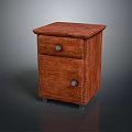 Brown Wooden Nightstand with Two Drawers and Metal Handles Simple Design