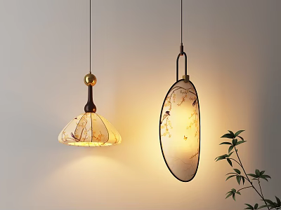 Elegant Pendant Lights With Marble Texture Oval Dome Shapes Black Frame Warm Glow 3d model