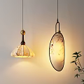 Elegant Pendant Lights With Marble Texture Oval Dome Shapes Black Frame Warm Glow