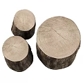 Rustic Wooden Tree Stump Side Tables With Natural Log Texture And Wood Grain Design