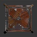 Red Metal Watchtower With Top Cabin And Weather Vane On Dark Background