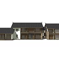 Traditional Homestay Architecture With Black Tiled Roof Multi Story Structure And Wooden Elements