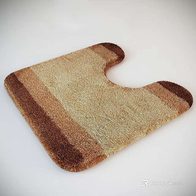 Stylish U Shaped Brown And Beige Striped Plush Carpet For Home Decor 3d model 