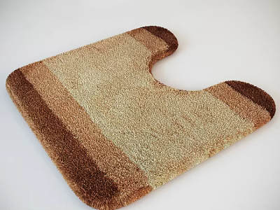 Stylish U Shaped Brown And Beige Striped Plush Carpet For Home Decor 3d model