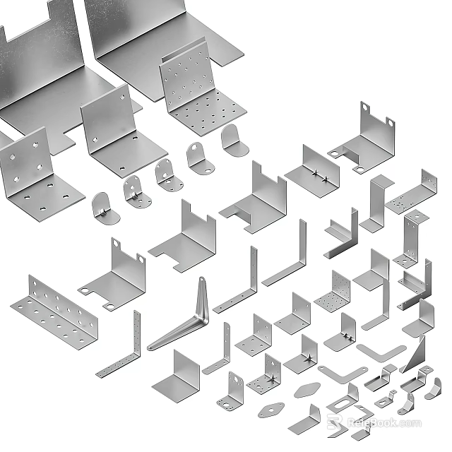 Durable Metal Brackets And Hardware Parts In Various Shapes And Sizes 3d model 