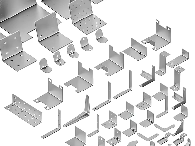 Durable Metal Brackets And Hardware Parts In Various Shapes And Sizes 3d model