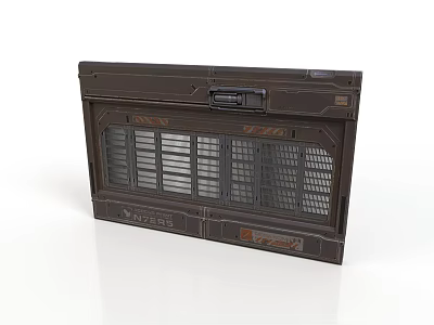 Industrial Panel Design With Metal Grilles And Mechanical Control Elements 3d model
