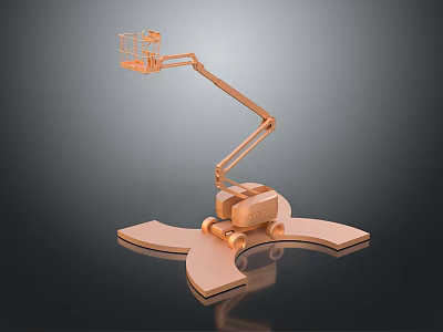 Orange Mobile Aerial Work Platform With Extendable Arm And Support Legs 3d model