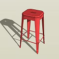 Red Metal Bar Stool With Square Seat And Modern Design For Kitchen