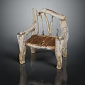 Natural Rustic Wooden Lounge Chair With Unique Handcrafted Design And Brown Seat