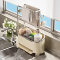 Kitchen Organizer with Storage Caddy Sponge Soap and Towel Rack Near Sink