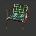 Modern Tufted Chair with Upholstered Backrest and Seat and Sturdy Armrests on Dark Frame