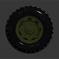 Off Road Tire With Green Wheel Rim Deep Tread Pattern And Heavy Duty Construction Design