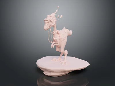 Pink Fantasy Creature 3D Sculpture With Decorative Details On Base Platform 3d model