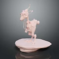 Pink Fantasy Creature 3D Sculpture With Decorative Details On Base Platform