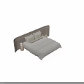 Modern Style Background Double Bed with Upholstered Headboard Cozy Pillows Light Nightstand and Table Lamp