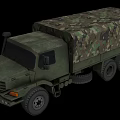 Green Military Utility Vehicle With Camouflage Canvas Cover And Multi Wheel Design