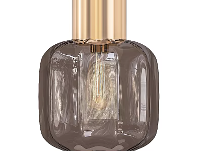 Modern Pendant Light With Gold Metal Top And Dark Brown Glass Shade 3d model
