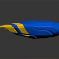 Blue and Yellow Modern Streamlined Water Vehicle with Sleek Speedboat Aerodynamic Design