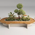 Stylish Outdoor Chair In Garden Setting With Green Plants Small Trees And Round Tables