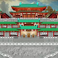 Ancient Building Group of Mountain Temples in Tang Dynasty 3d model