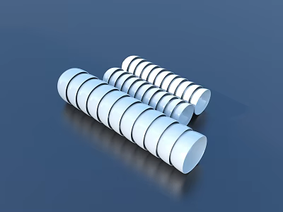 White Spiral Tableware Set With Blue Background And Smooth Reflective Surface 3d model