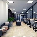 Automotive Store Interior With Yellow Shelves Gray Floor Yellow Parking Lines And Black Ceiling