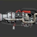 Industrial Equipment Featuring Metal Pipes Red Components Black Hoses And Mechanical Parts