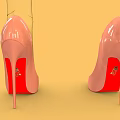 Pink Pointed Toe High Heels With Red Heel And Patent Leather Finish