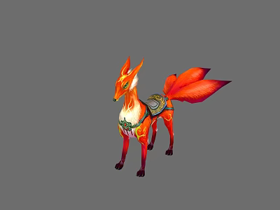 Mythical Orange Fox With Decorative Saddle And Vibrant Tail Design 3d model