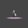 Fox Like Game And Movie Character With White Purple Fur Fluffy Tail Black Vest