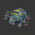 Armored Mechanical Dinosaur With Blue Yellow Color And Tech Inspired Design