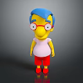 Cartoon Man With Blue Hair Red Glasses Yellow Nose White Shirt Red Shorts Red Shoes