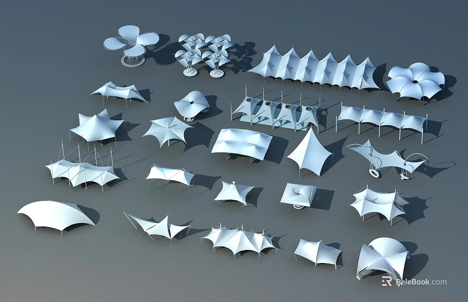 Tensile Membrane Modern Architectural Structures With Diverse Shapes And Styles 3d model 