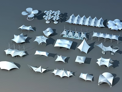 Tensile Membrane Modern Architectural Structures With Diverse Shapes And Styles 3d model
