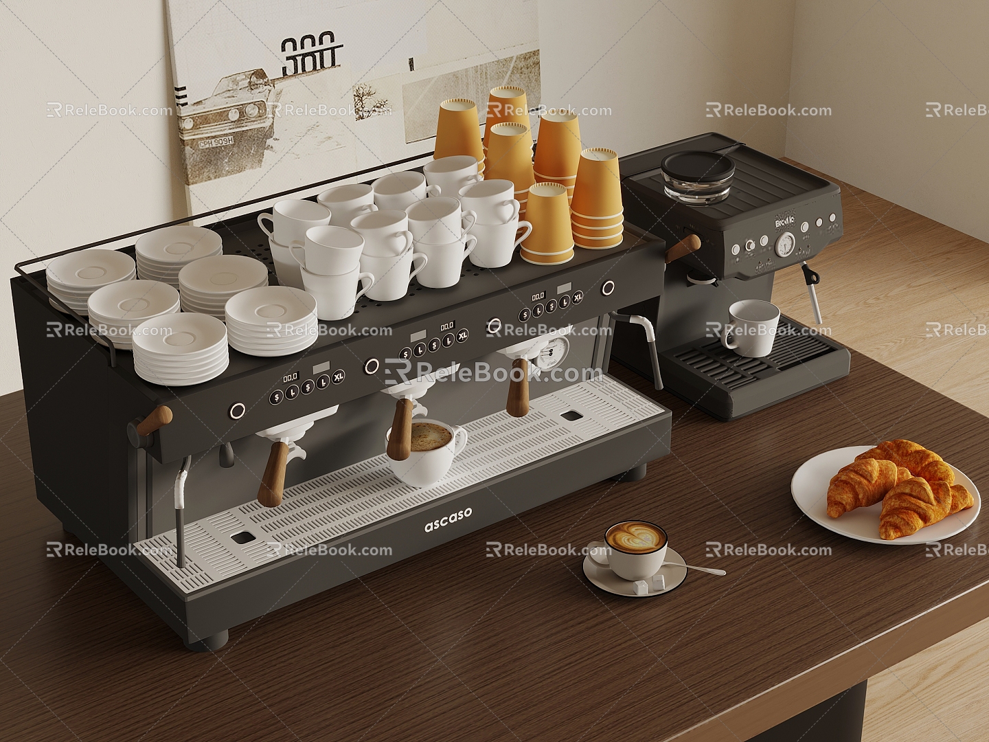 Coffee Machine Coffee Supplies Coffee Storage Rack Coffee Bean Paper Cup Coffee Cup 3d model