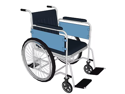 Lightweight Wheelchair With Blue Backrest Black Seat And Silver Frame 3d model