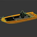 Orange Yacht With Modern Design And Reflections On Dark Background