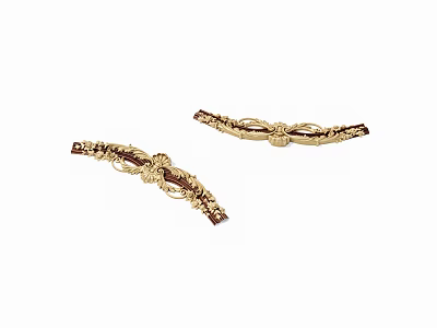 Vintage Style Golden Brown Decorative Hair Accessories With Ornate Carved Patterns 3d model
