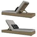 Wooden Frame Lounge Chair With White Cushion And Black White Striped Pillow