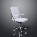Modern White Upholstered Office Chair With Silver Metal Frame And Rolling Casters