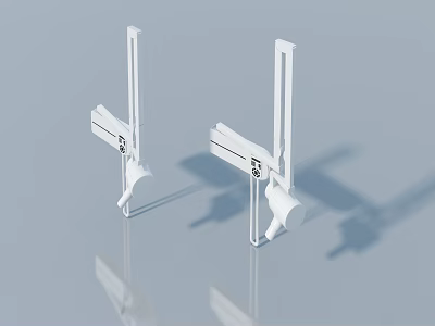 Modern Swing Door Hardware Components With White Metal Hinges And Durable Design 3d model