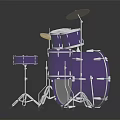 Professional Purple Drum Set With White Drumheads Cymbals And Chrome Stands