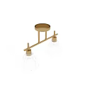Brass Ceiling Light with Double Glass Shades Modern Design Elegant Transparent Lampshade Fixture