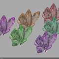 Colorful Crystal Cluster Decorative Ornament Set With Purple Green Pink Brown Stones