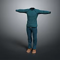 Long Sleeve Blue Sweater With Blue Pants And Brown Shoes Casual Outfit