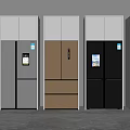 Modern Style Refrigerators and Freezers with Various Colors and Sleek Designs in a Row